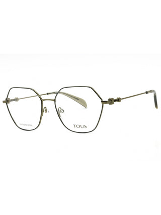 Tous VTO432 eyeglasses with shiny green rectangular frames, 54mm size.