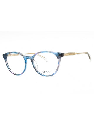 Shiny plum purple Tous VTOB54 eyeglasses, 51mm, with a sleek, modern plastic frame.