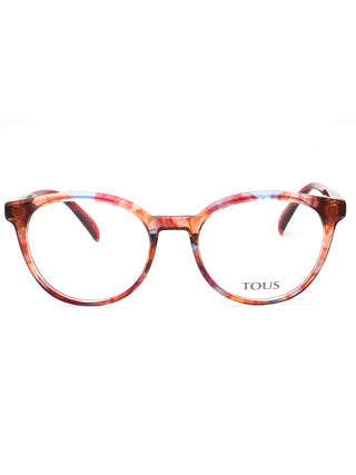 Tous VTOB54 eyeglasses with clear, round lenses and a stylish black frame.