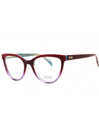 Tous VTOC16 eyeglasses with wisteria, fuchsia, and burgundy frames, featuring a stylish rectangular design.
