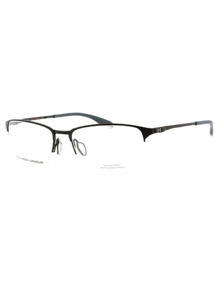 Under Armour UA 5047/G eyeglasses in matte black, featuring a rectangular frame and clear demo lenses.