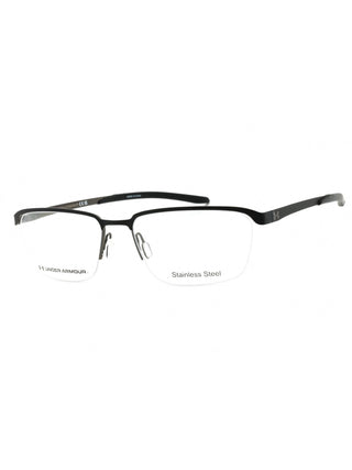 Matte black Under Armour UA 5051/G eyeglasses with clear demo lenses, 57mm frame.