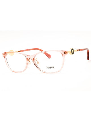 Versace 0VE3297D eyeglasses featuring a sleek black acetate frame with gold logo detailing on the temples.