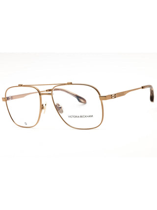 Victoria Beckham VB2138 aviator eyeglasses featuring a sleek gold metal frame and classic teardrop lenses.