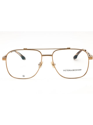 Victoria Beckham VB2138 aviator eyeglasses in a sleek metal frame with a classic gold finish and slim temples.