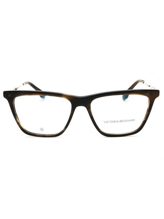 Victoria Beckham VB2663 women's eyeglasses with clear rectangular frames and gold metal temples.