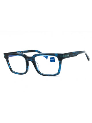 Zeiss ZS22522 eyeglasses with blue horn frames, clear demo lenses, and a 53-20-0 size.
