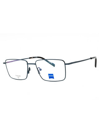 Zeiss ZS24145 titanium eyeglasses in satin blue with clear demo lenses, size 53-17-145.