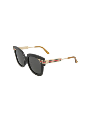 Gucci GG0281SA-001 Women's Black, Gold & Gray Novelty Sunglasses (S)-AmbrogioShoes