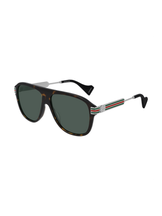 Gucci GG0587S Sunglasses Havana / Green Polarized (S)-AmbrogioShoes