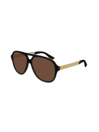Gucci GG0688S Sunglasses Black / Brown (S) Men's-AmbrogioShoes
