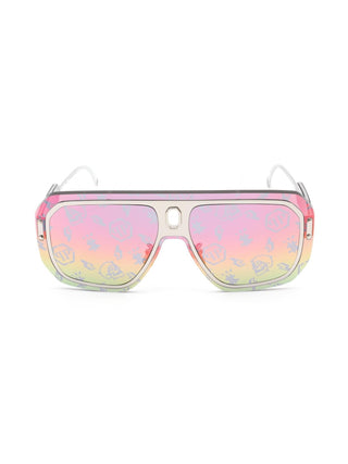 Philipp Plein SPP050 Sunglasses Shiny Palladium / Smoke Mirror Rainbow Women's-AmbrogioShoes