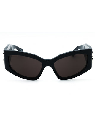 Balenciaga BB0321S black acetate cat-eye sunglasses with dark lenses.
