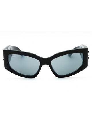 Balenciaga BB0321S black acetate cat-eye sunglasses with dark lenses.