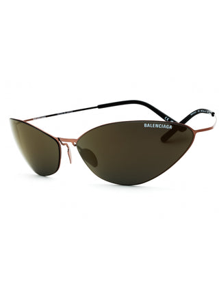 Balenciaga BB0350S titanium oval sunglasses in brown/bronze with brown mirror lenses.