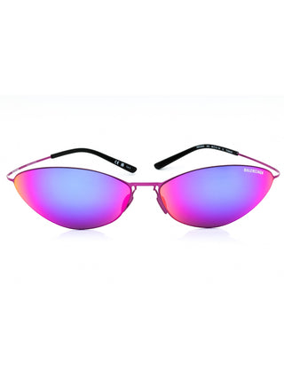 Balenciaga BB0350S titanium oval unisex sunglasses with dark lenses.