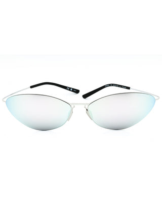 Balenciaga BB0350S titanium oval unisex sunglasses with dark lenses.