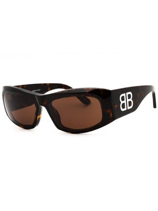 Balenciaga BB0395S sunglasses featuring a sleek black acetate frame, oversized rectangular silhouette, and silver logo temples.