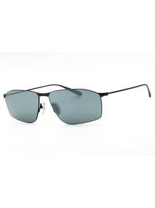 Balenciaga BB0413S men's gunmetal rectangular metal sunglasses with silver accents.