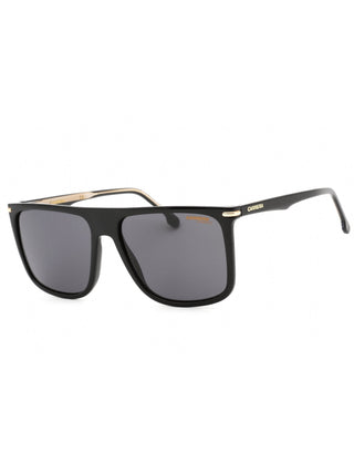 Carrera 278/S matte black sunglasses with green lenses, gold accents, and a classic aviator style.