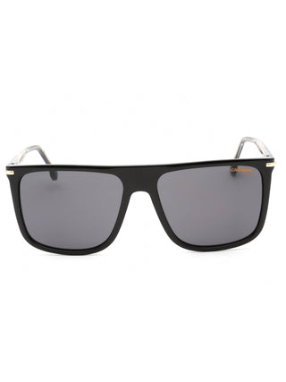 Carrera 278/S matte black sunglasses with green lenses, featuring a stylish rectangular frame.