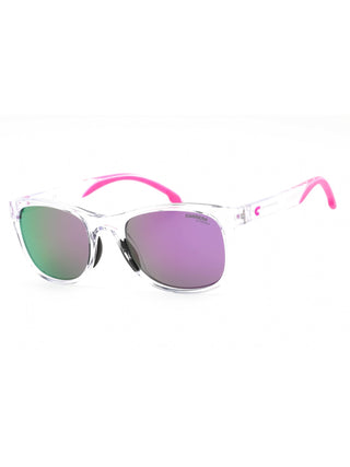 Carrera 8054/S sunglasses with crystal frames and purple lenses.