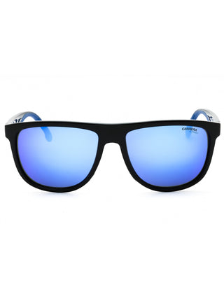 Carrera 8059/S matte black sunglasses with green lenses, shown from the front.
