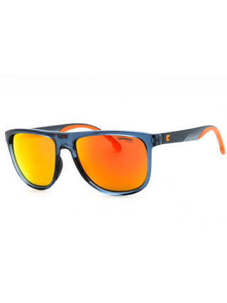 Carrera 8059/S sunglasses with matte black frames and green lenses.