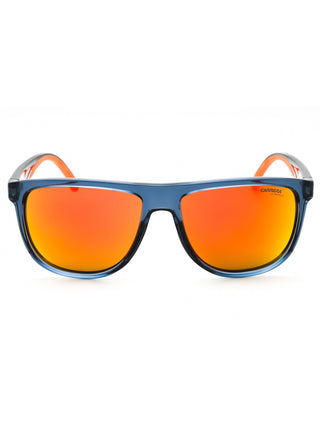 Carrera 8059/S matte black sunglasses with green lenses, shown from the front.