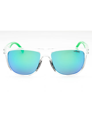 Carrera 8059/S matte black sunglasses with green lenses, shown from the front.