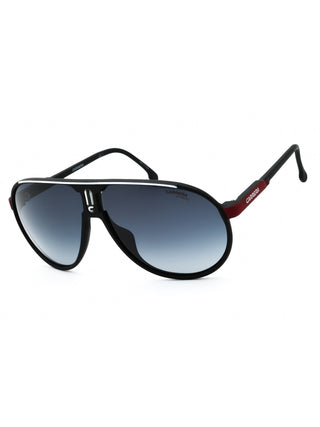 Carrera CHAMPION/N sunglasses: matte black frame, dark grey lenses, red accents on arms.