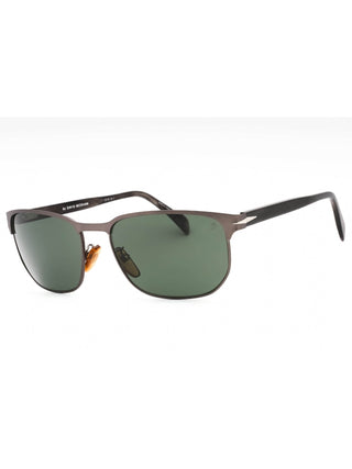 David Beckham DB 1131/S sunglasses with matte dark ruthenium frames and green lenses, 59mm.