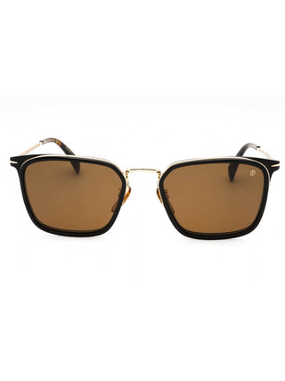 David Beckham DB 7065/F/S rectangular men's sunglasses in black plastic with dark lenses.