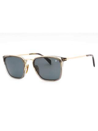 David Beckham DB 7065/F/S men's rectangular sunglasses with gold grey/blue frames.