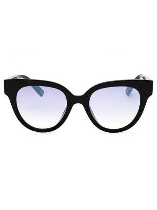 FILA SFI119V sunglasses featuring a sleek black rectangular frame with grey tinted lenses and signature logo detailing.