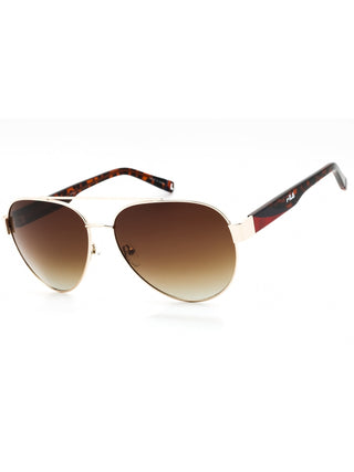 FILA SFI181 gold metal aviator sunglasses with dark lenses, 61mm frame.