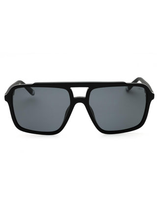 FILA SFI460 sunglasses featuring a sleek black rectangular frame and dark tinted lenses for a sporty look.