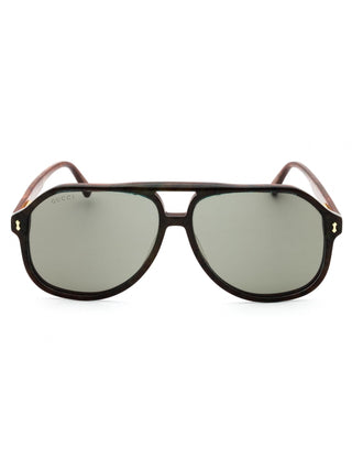 Gucci GG1042S men's aviator sunglasses featuring a black acetate frame and dark tinted lenses.