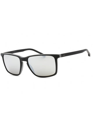 Hugo Boss BOSS 1556/O/S matte black grey sunglasses with silver mirror lenses, 57mm.