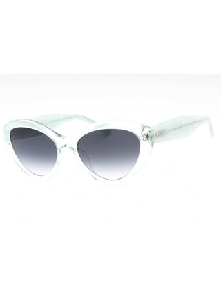 Kate Spade JUNI/G/S teal cat-eye sunglasses with dark grey lenses.