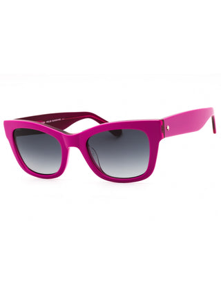 Kate Spade Aimee sunglasses featuring a sleek, oversized black acetate frame with signature gold-tone logo detailing.