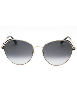 Kate Spade Octavia black oversized square sunglasses with gold accents.