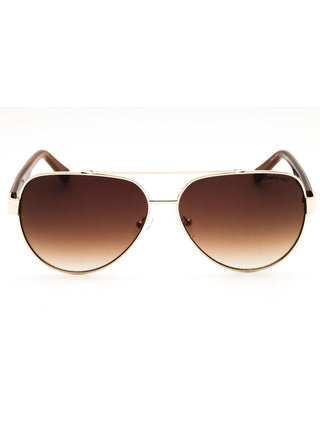 Kenneth Cole New York KC00034 aviator sunglasses with a sleek gold metal frame and dark gradient lenses.