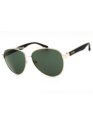Kenneth Cole Reaction KC1394 gold aviator sunglasses with green lenses.