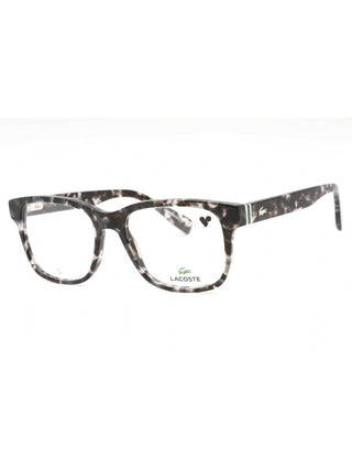 Lacoste L2937 eyeglasses in Havana Grey, featuring a full-rim, rectangular frame and clear demo lenses.