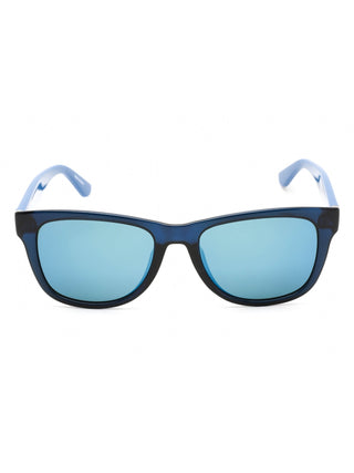 Lacoste L734S black rectangular sunglasses with green lenses and subtle logo detail.
