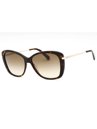 Longchamp LO616S sunglasses featuring a sleek, oversized frame in polished black acetate with gold-tone temple accents.