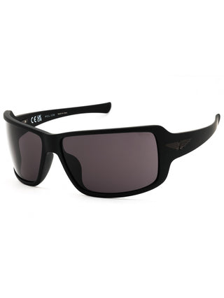 Police SPLN37 rectangular men's sunglasses featuring a sleek black plastic frame and dark tinted lenses.