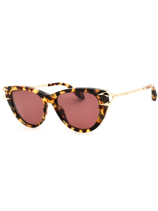 Roberto Cavalli SRC031 sunglasses featuring a sleek black acetate frame with gold-tone logo detailing on the temples.