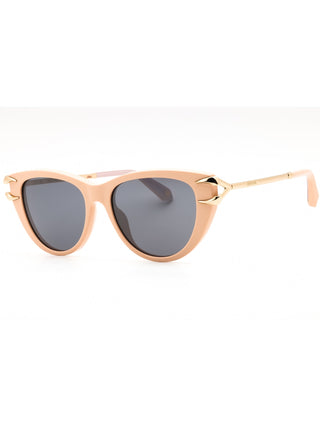 Roberto Cavalli SRC031 sunglasses featuring a sleek black acetate frame with gold-tone logo detailing on the temples.